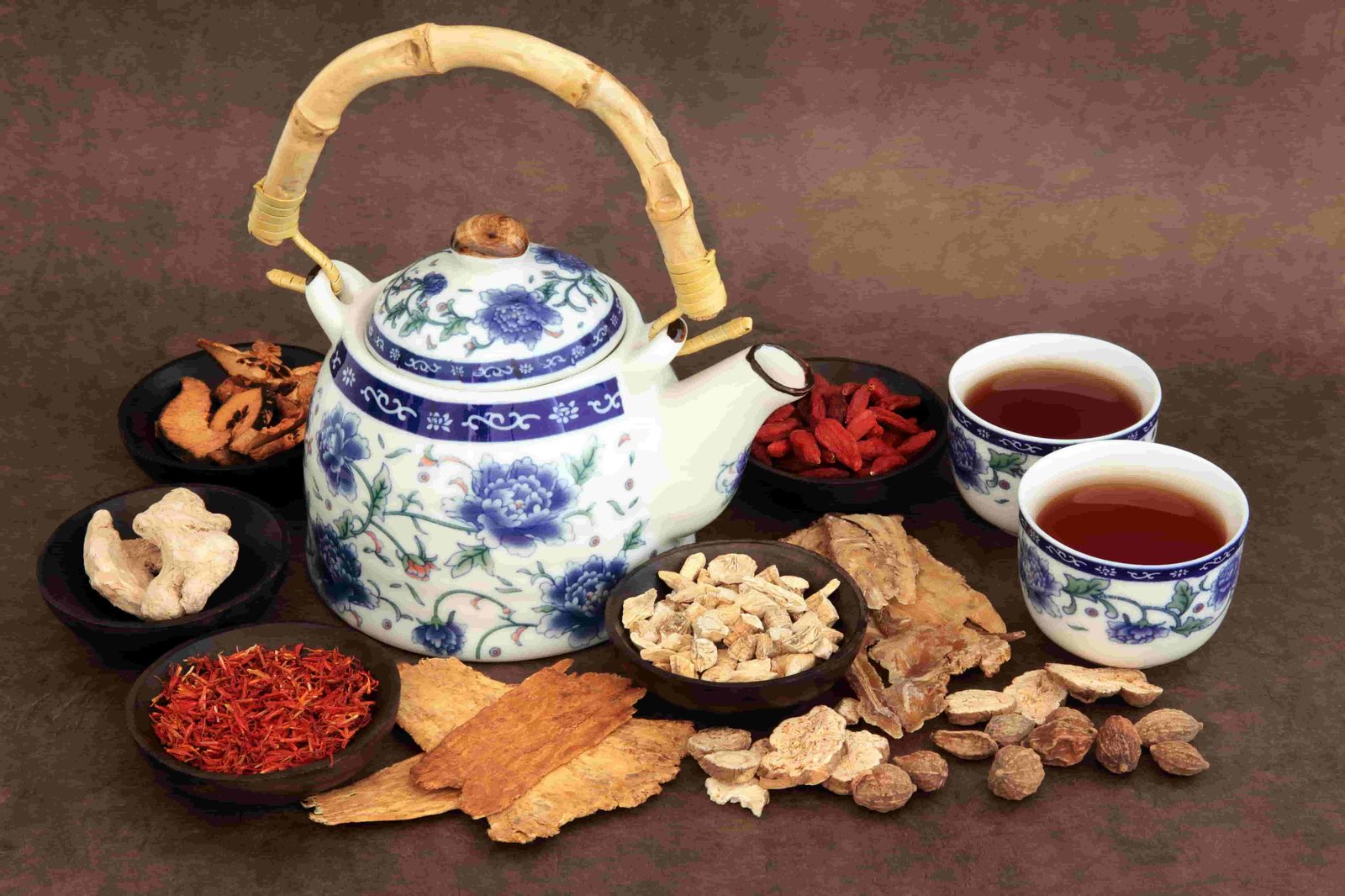 Traditional Chinese Medicine herbs and tea, used in HI Shifa Clinic treatments